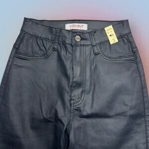 VIBRANT Women’s 3 / 25 Black Faux Leather Jeans